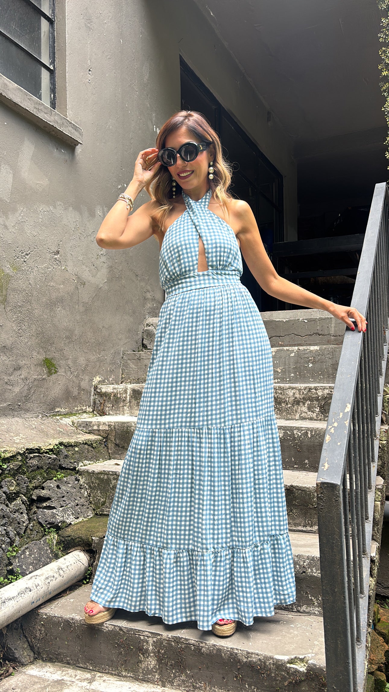 VESTIDO HALTER CUADROS