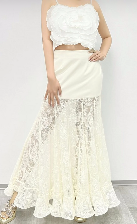 FALDA LARGA ENCAJE IVORY