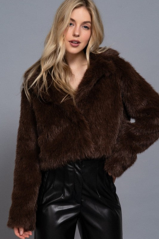 ABRIGO CAFÉ FAUX FUR