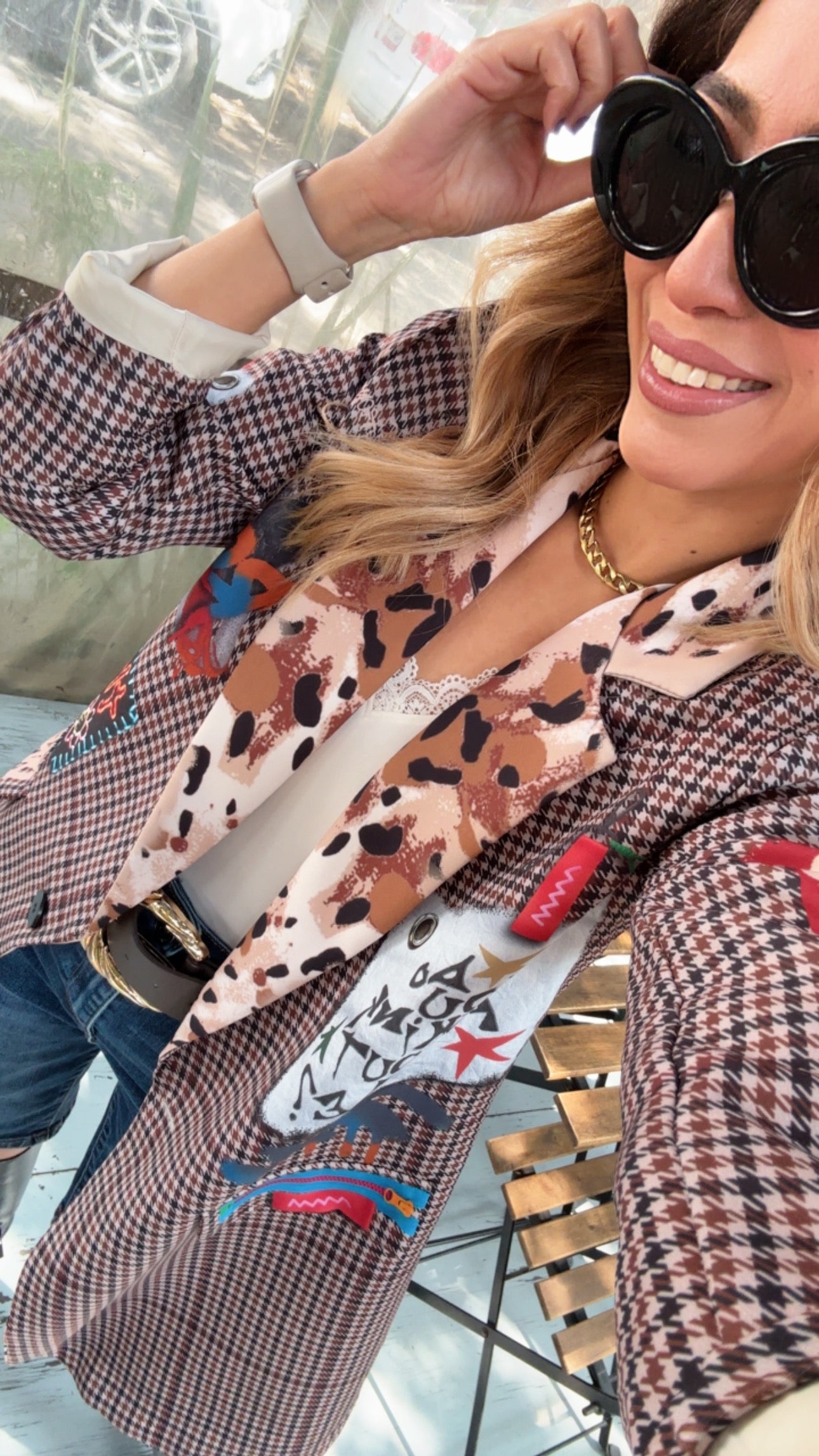 BLAZER ESTAMPADO CUADROS CAFÉ