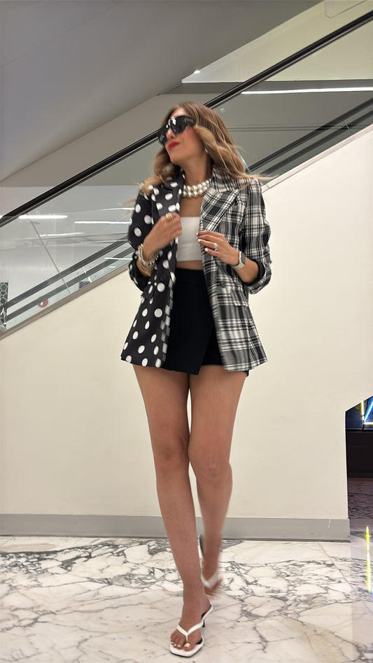 BLAZER COMBINADO CUADROS & POLKA DOTS