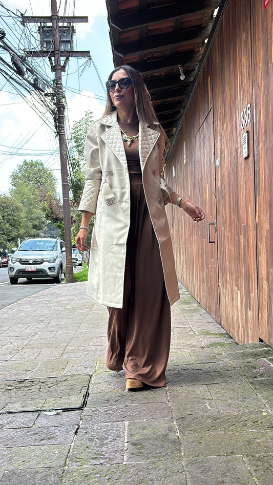 GABARDINA EFECTO PIEL IVORY
