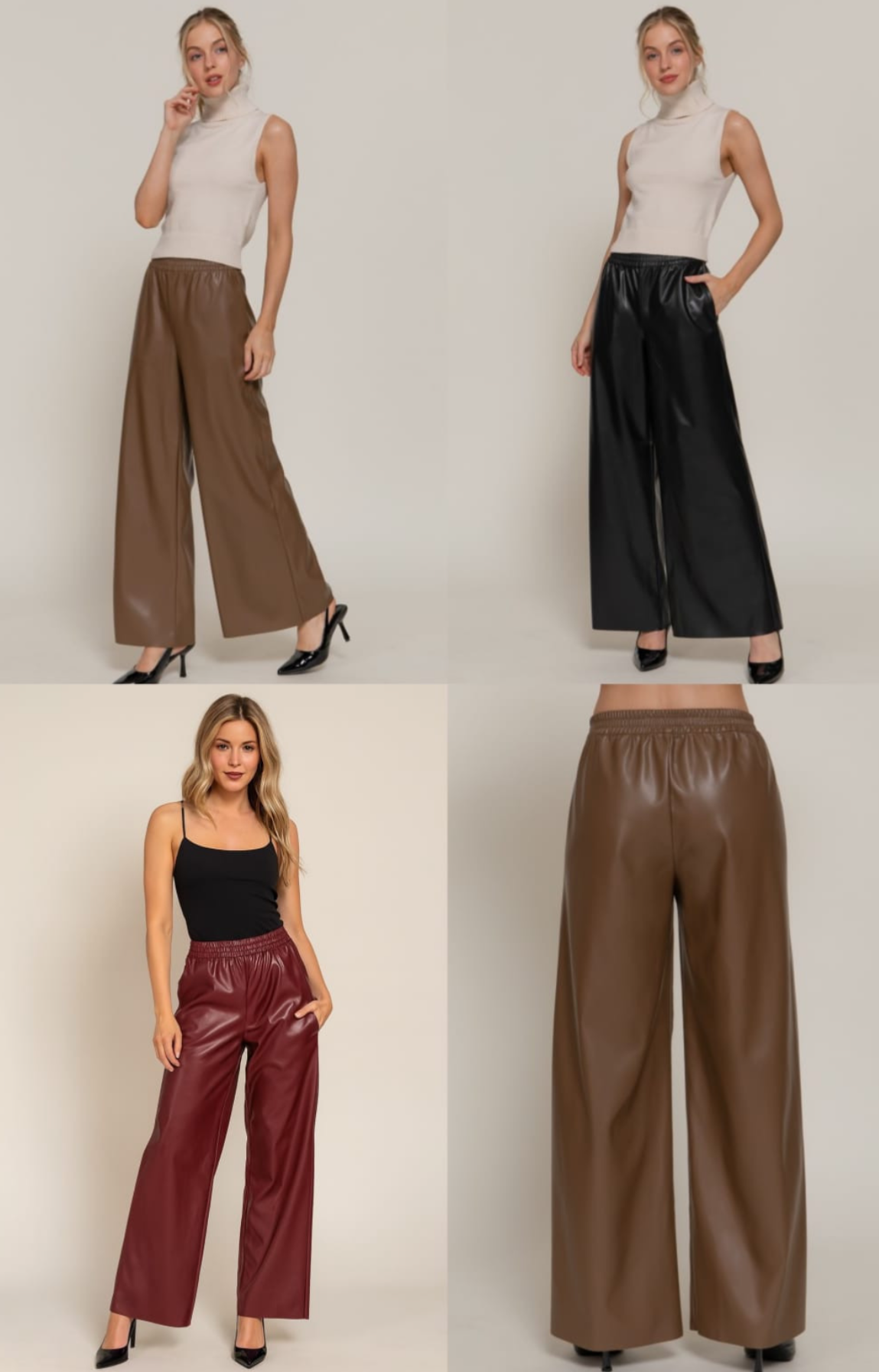 PANTALÓN EFECTO PIEL BURGUNDY