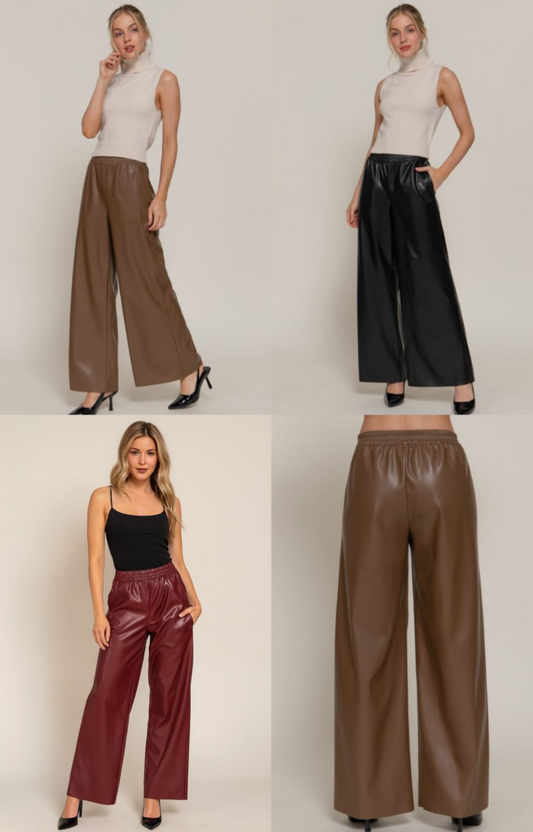 PANTALÓN EFECTO PIEL BURGUNDY