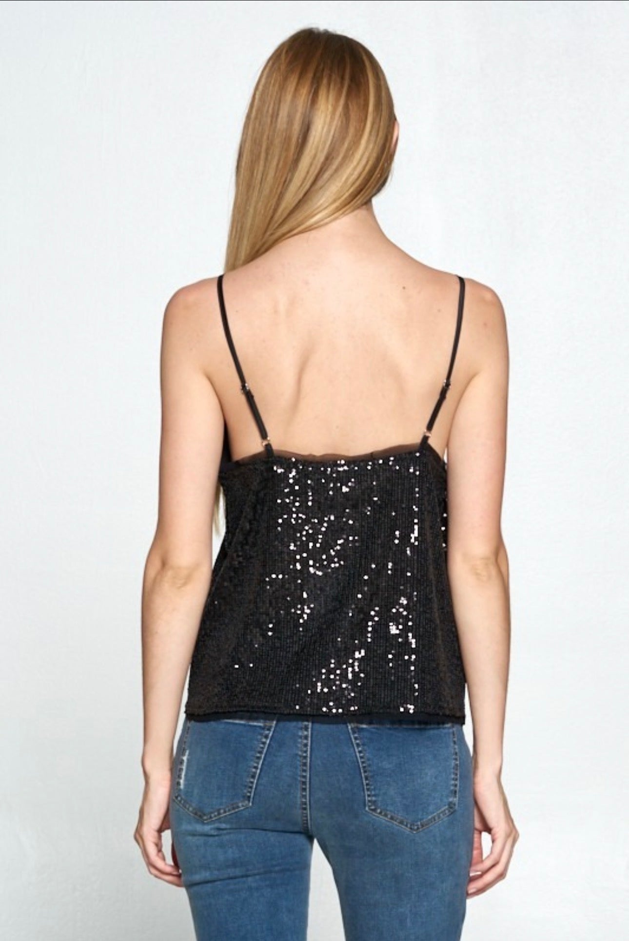 BLUSA TIRANTES LENTEJUELA NEGRO