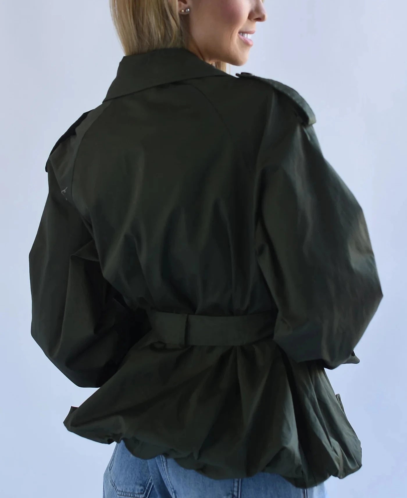 GABARDINA PEPLUM VERDE