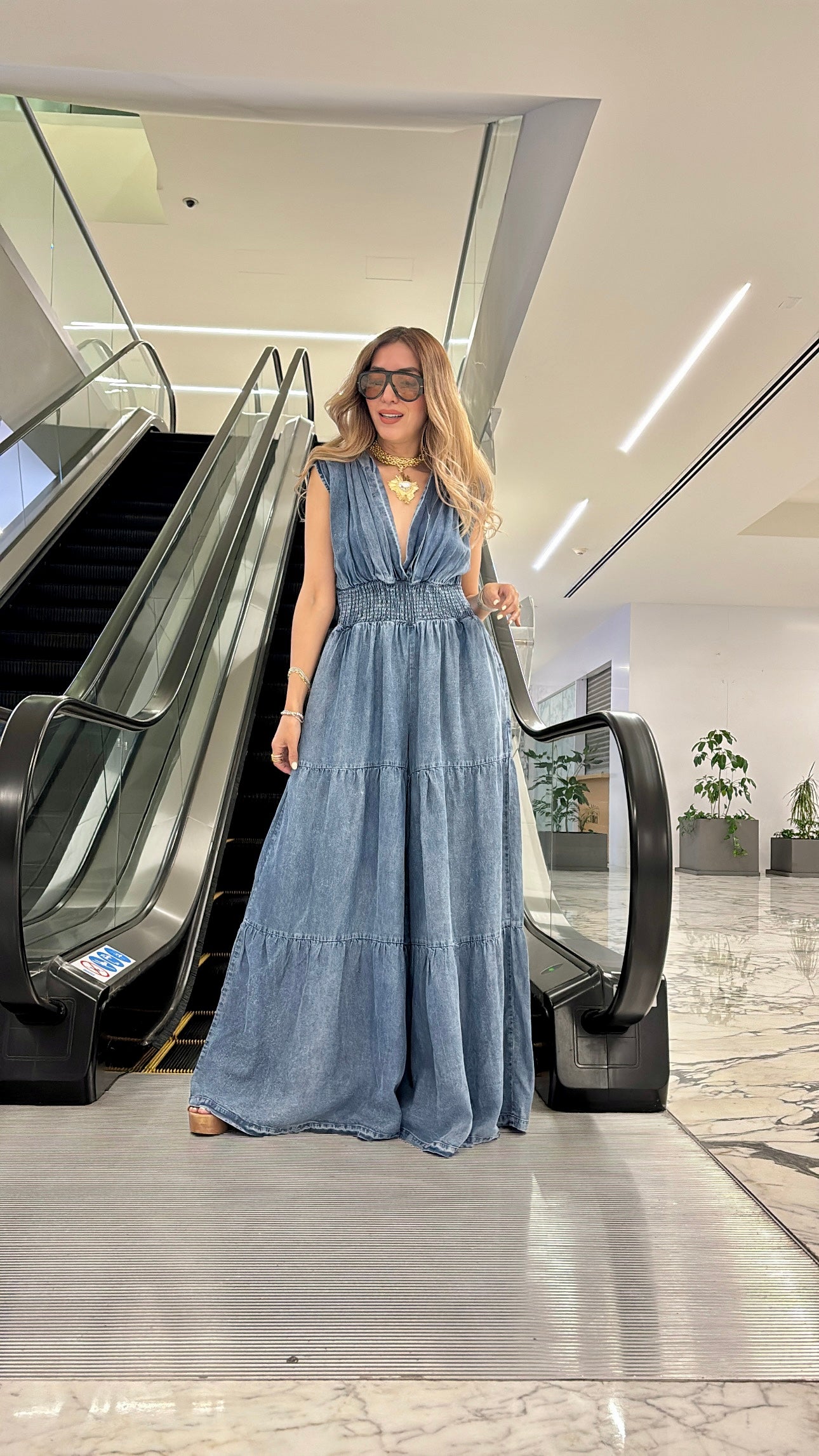 PALAZZO ESCOTE DENIM