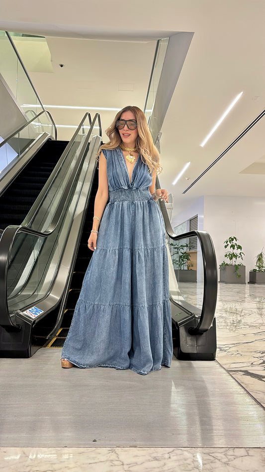 PALAZZO ESCOTE DENIM