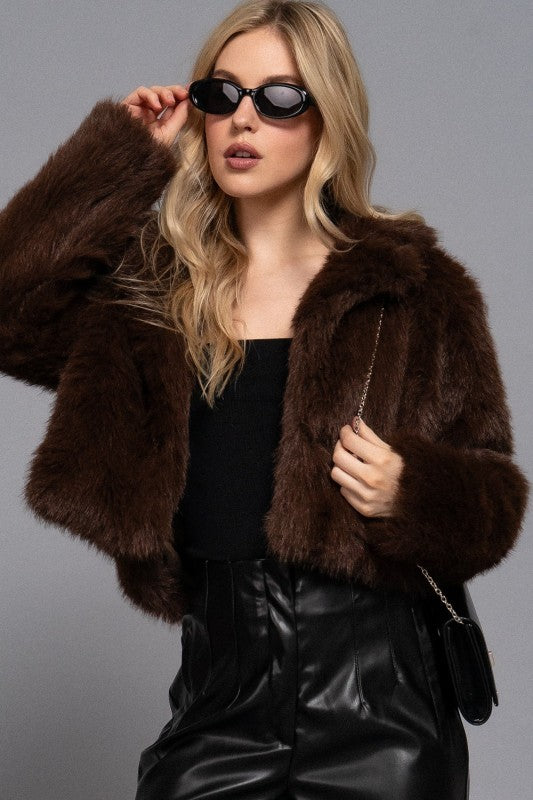 ABRIGO CAFÉ FAUX FUR