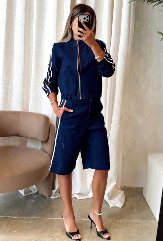 SET BOMBER JACKET Y BERMUDAS TIPO MEZCLILLA