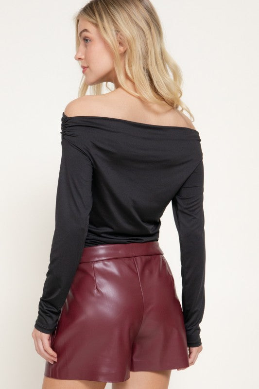 BODY LISO OFF SHOULDER NEGRO