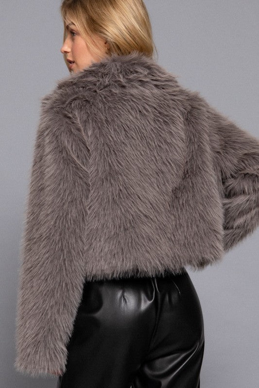 ABRIGO GRIS FAUX FUR