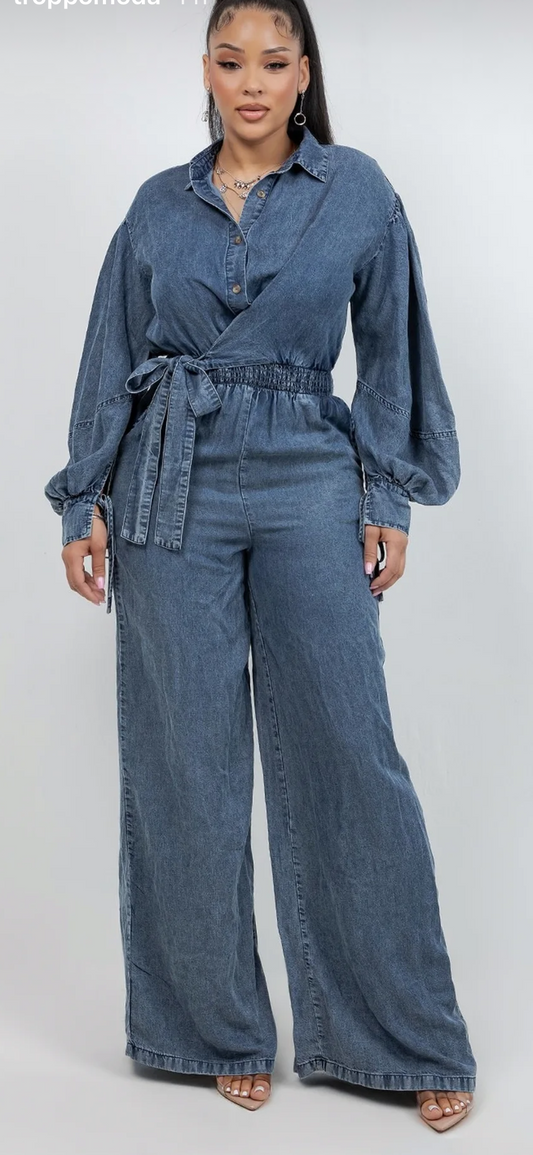 ENTERIZO MANGA LARGA DENIM