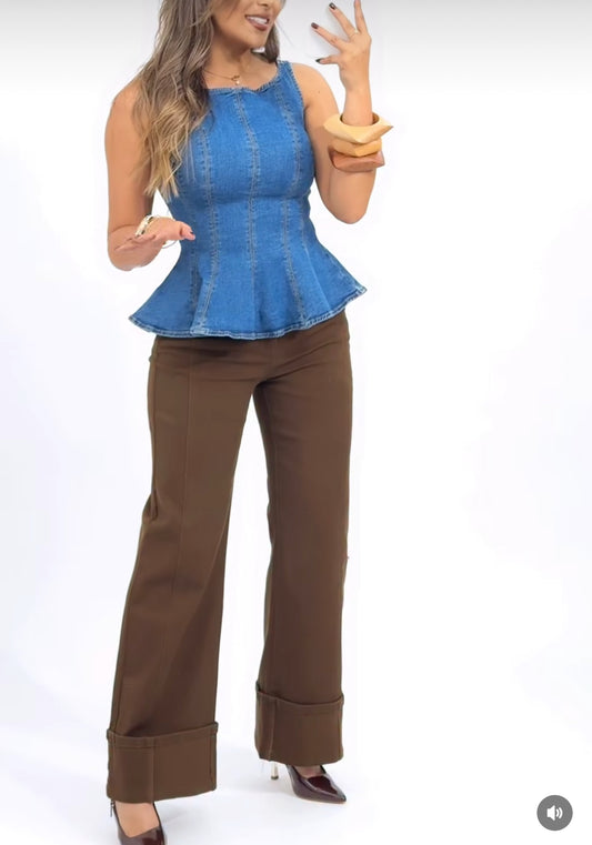 BLUSA PEPLUM DENIM