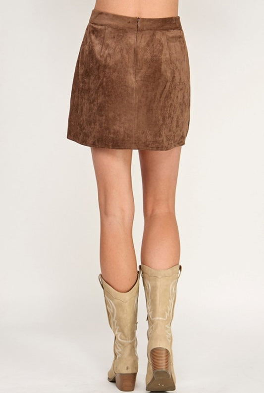 FALDA CORTA SUEDE CAFÉ