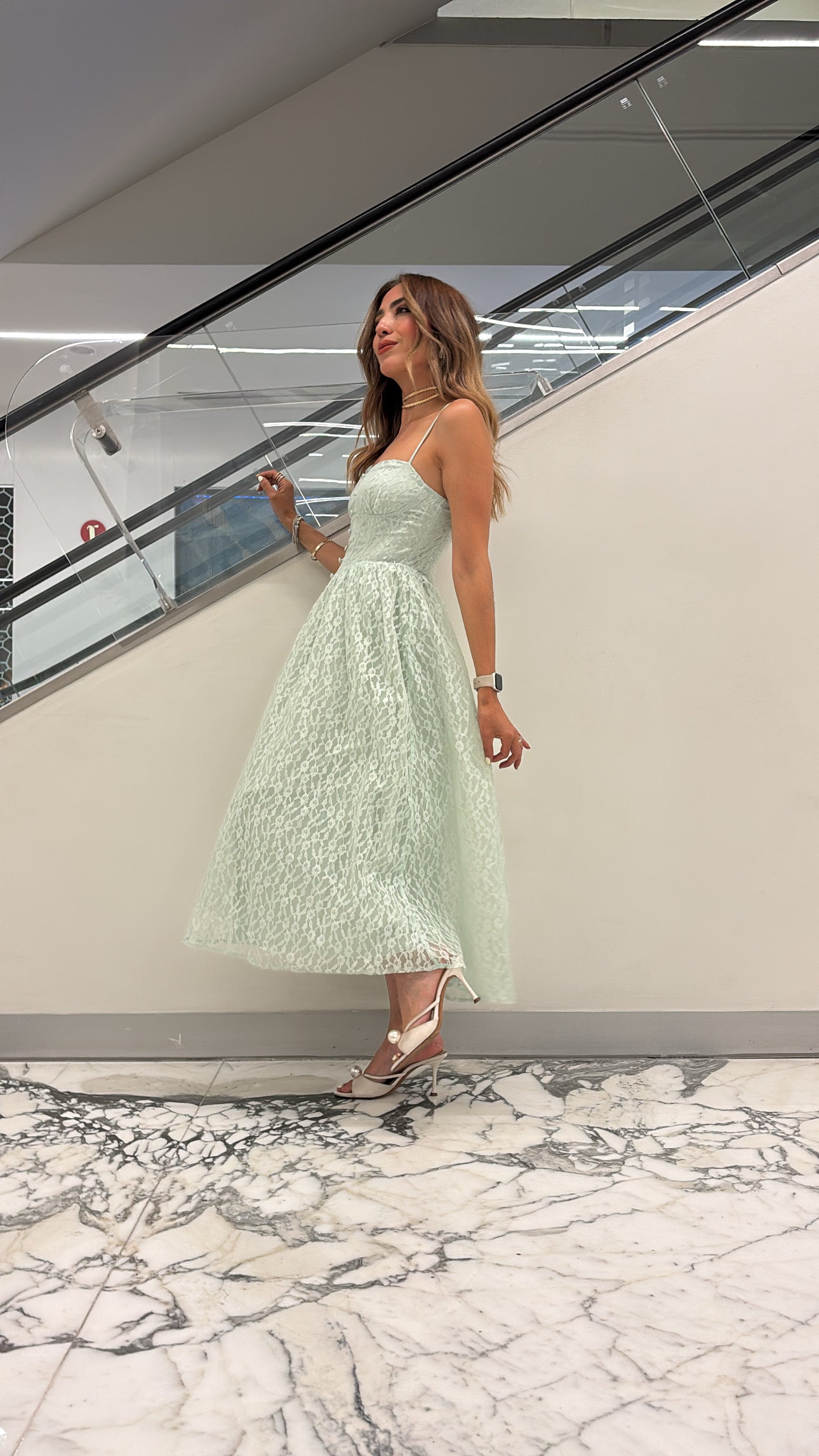 VESTIDO ESCOTE MENTA