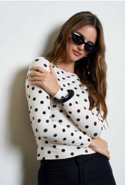 BLUSA ALGODÓN LUNARES CREMA