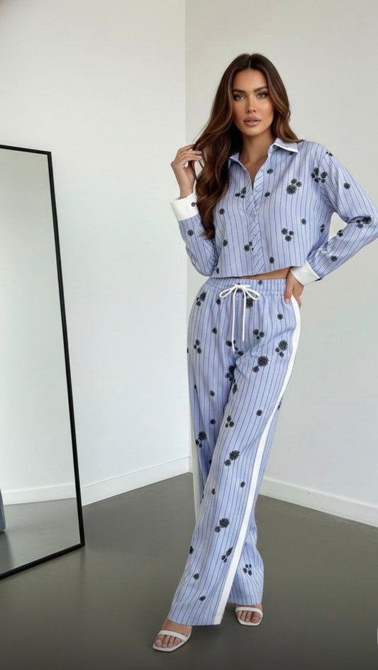 SET CAMISA Y PANTALÓN RAYA DE GIS APLICACIONES