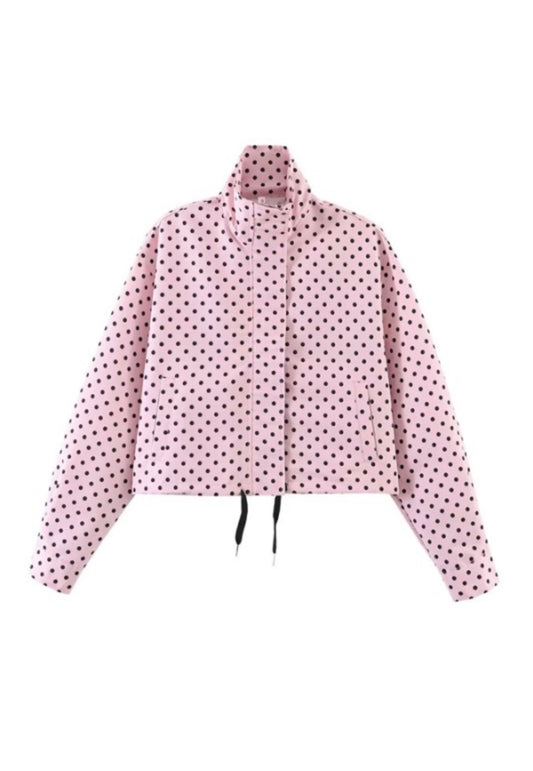 SET CHAQUETA Y SHORTS POLKA DOTS ROSA