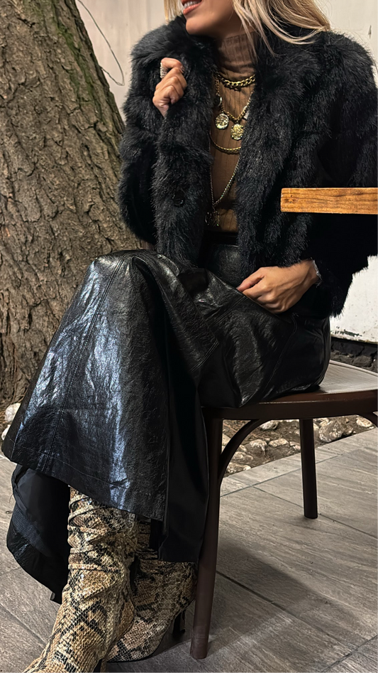 ABRIGO NEGRO FAUX FUR