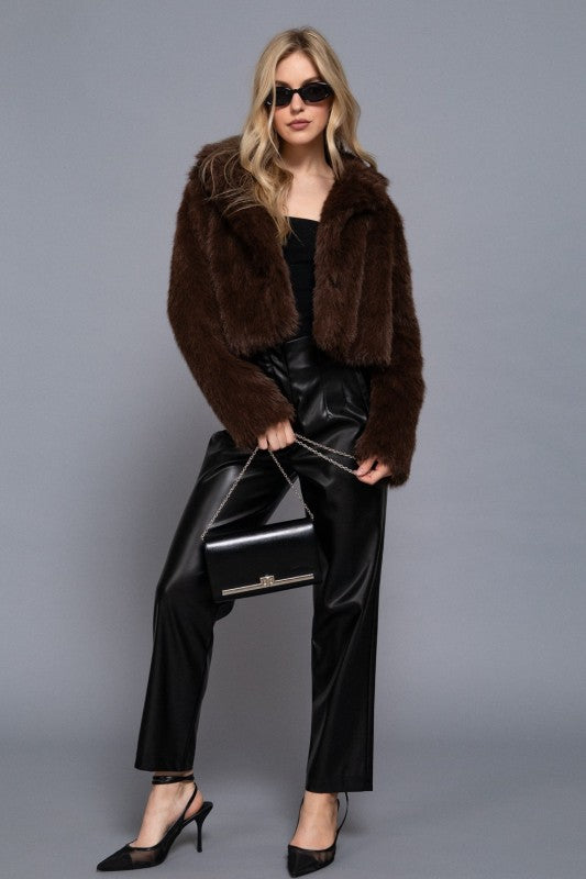 ABRIGO CAFÉ FAUX FUR