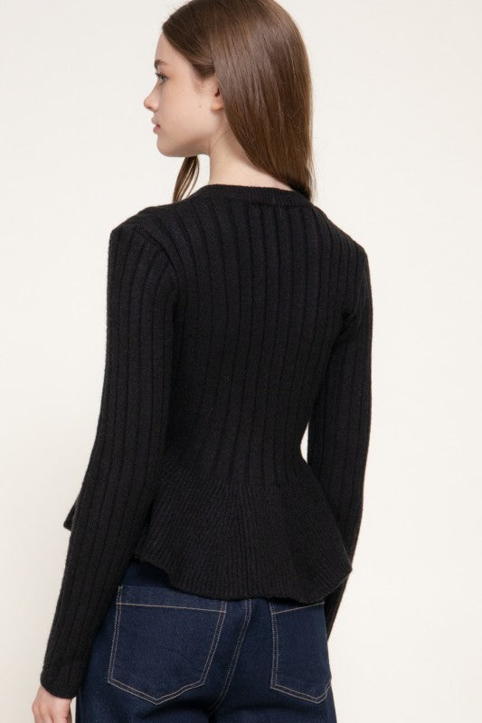 SUÉTER PEPLUM NEGRO