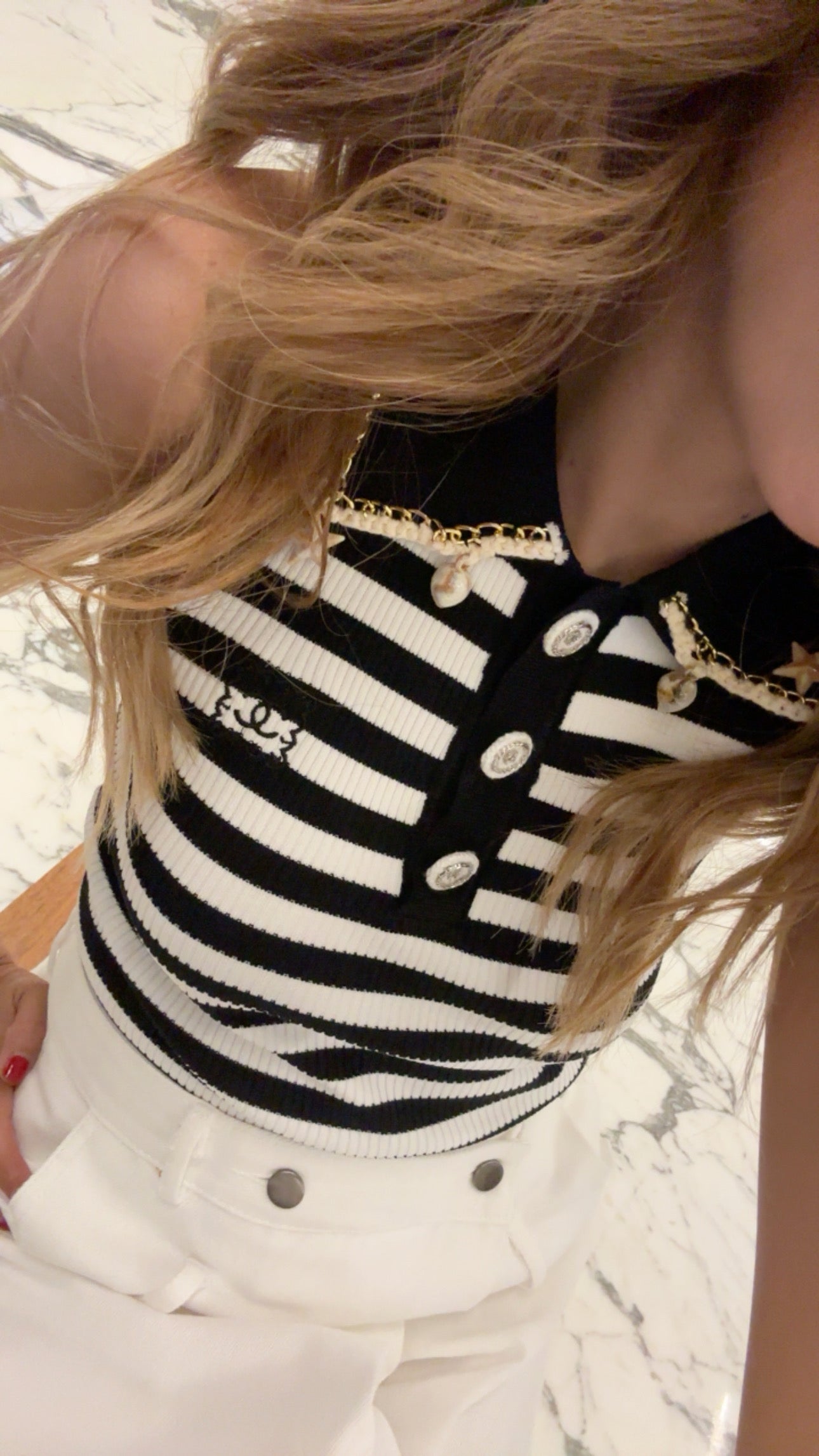 BLUSA CUELLO PUNTO ACANALADO RAYAS