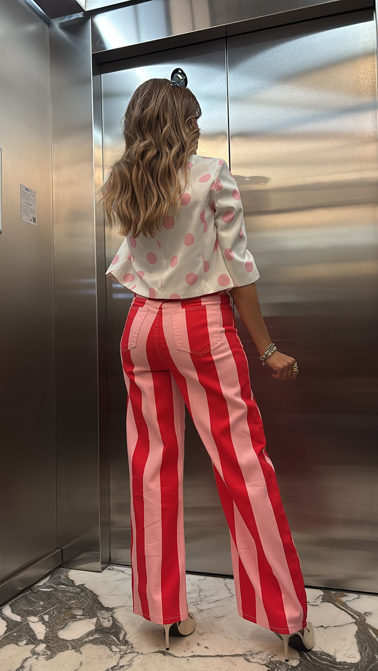 PANTALÓN RAYAS ROSA / ROJO