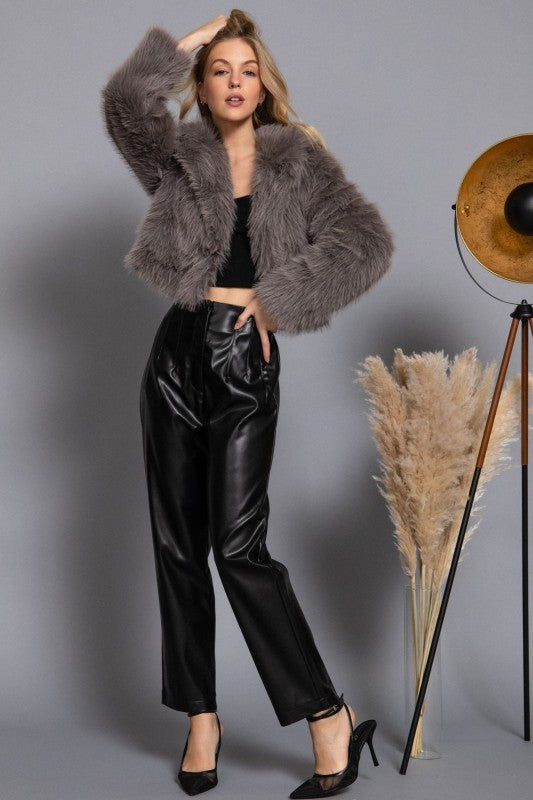 ABRIGO GRIS FAUX FUR