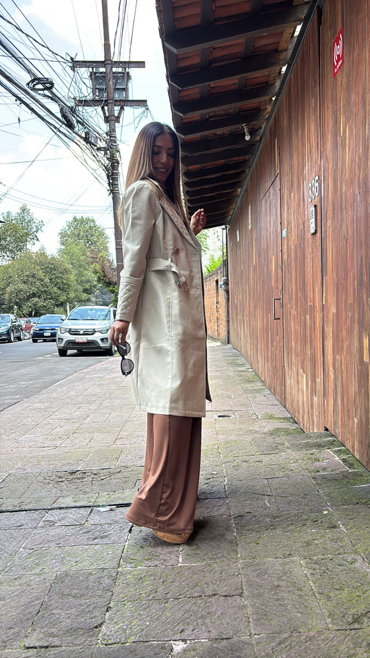 GABARDINA EFECTO PIEL IVORY