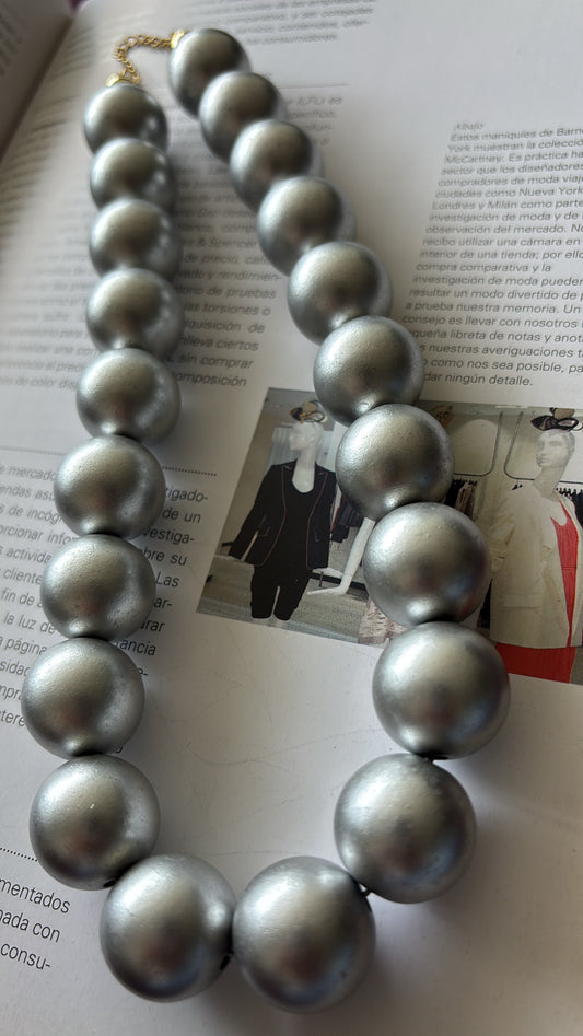 COLLAR BOLAS CHUNKY PLATEADO