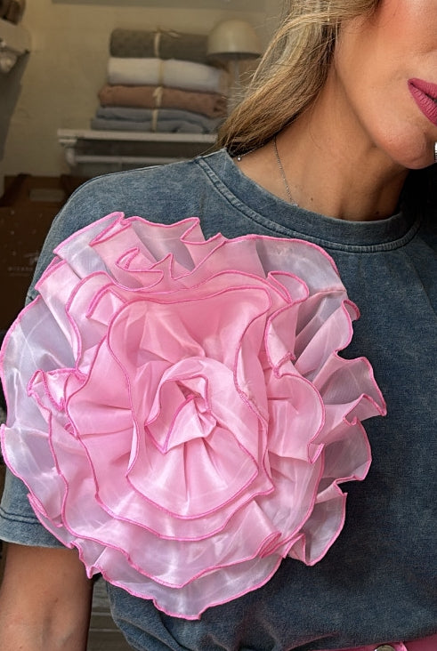 T-SHIRT FLOR 3D ROSA