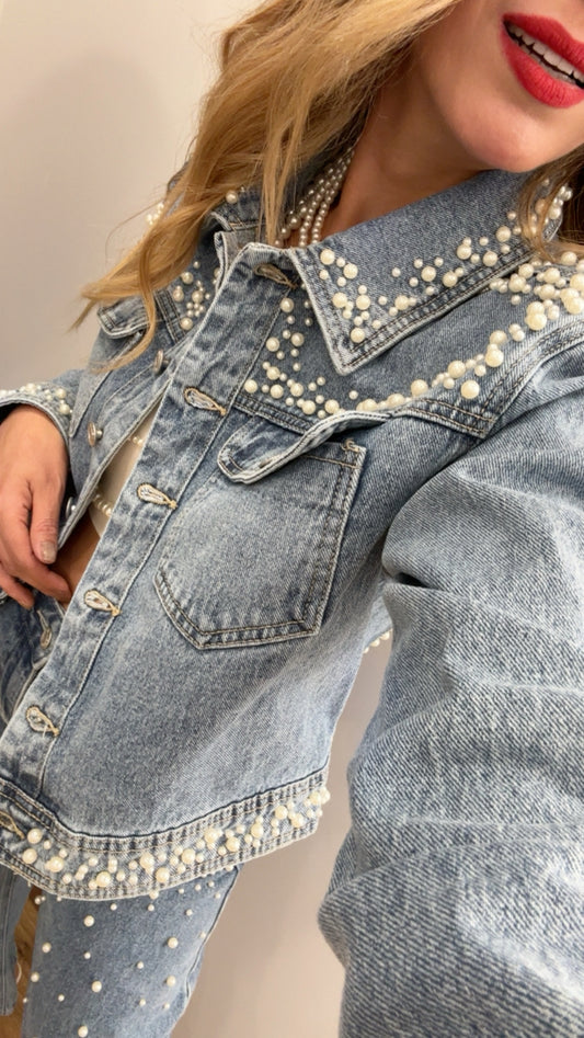 CHAMARRA DENIM PERLAS