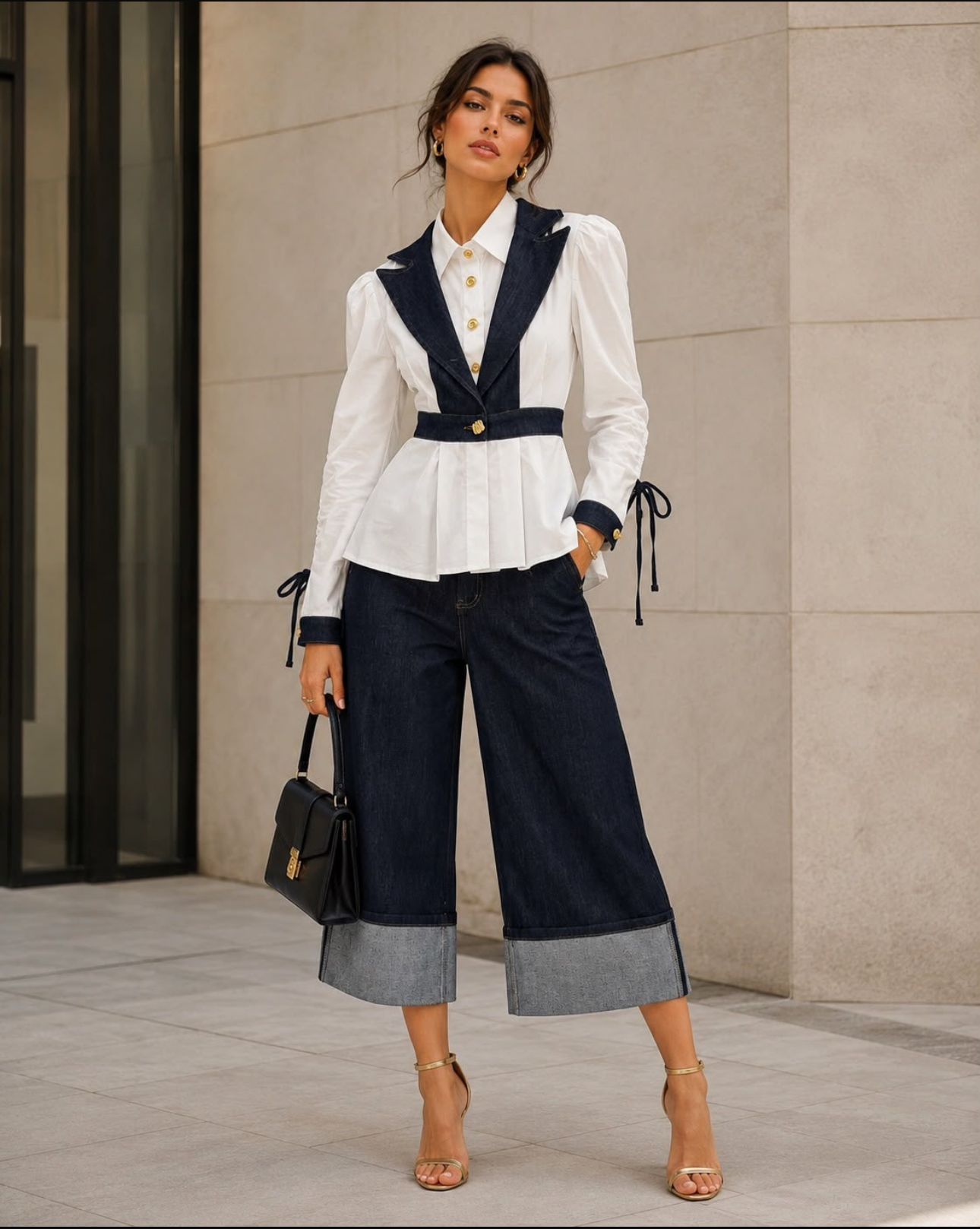 CONJUNTO BLUSA Y PANTALONES CORTOS DENIM