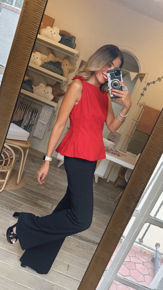 TOP PEPLUM ROJO