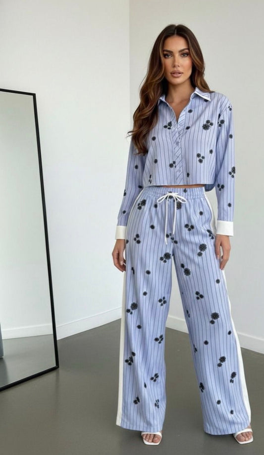 SET CAMISA Y PANTALÓN RAYA DE GIS APLICACIONES