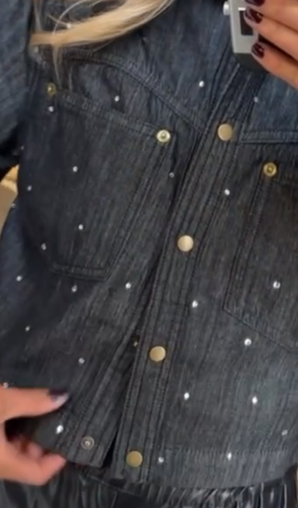 CAMISA DARK DENIM BRILLOS