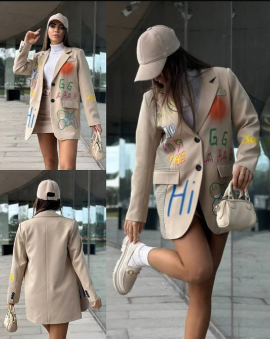 BLAZER GRÁFICOS BEIGE