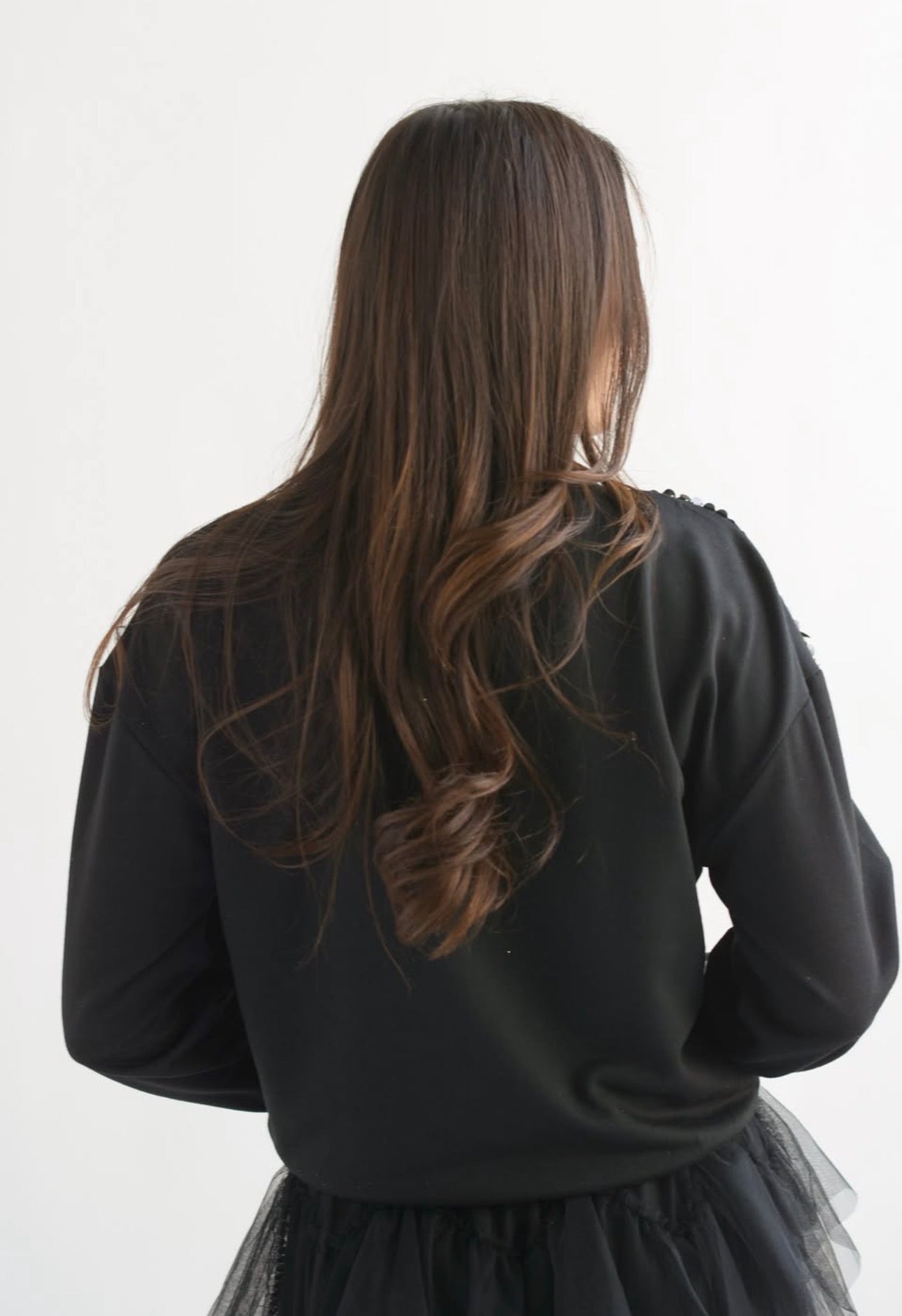 SUDADERA LENTEJUELA NEGRA