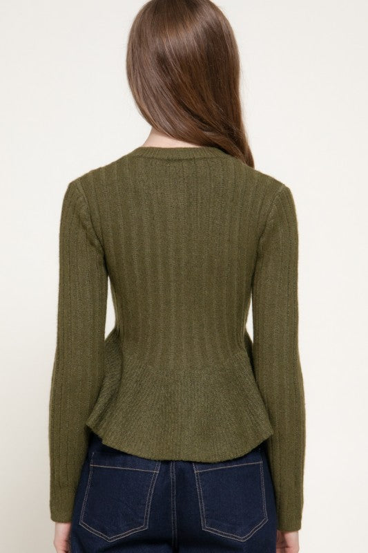 SUÉTER PEPLUM OLIVO