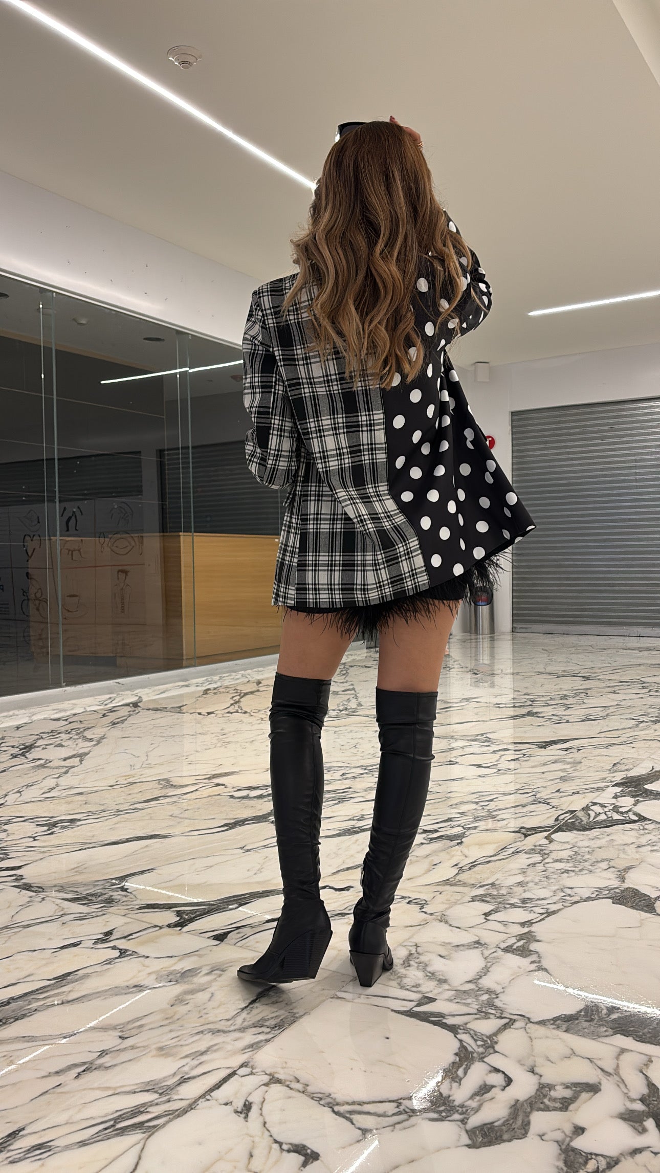 BLAZER COMBINADO CUADROS & POLKA DOTS
