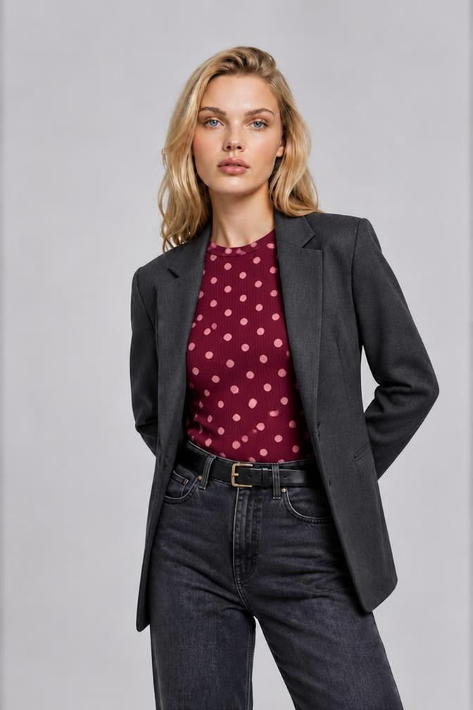 BLUSA ALGODÓN LUNARES VINO