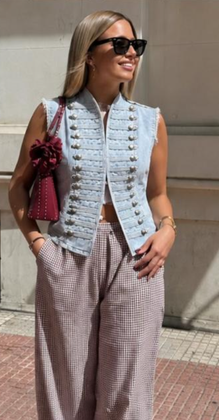 CHALECO MILITAR DENIM BLANCO