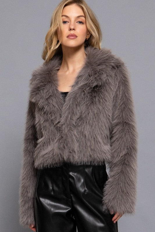 ABRIGO GRIS FAUX FUR