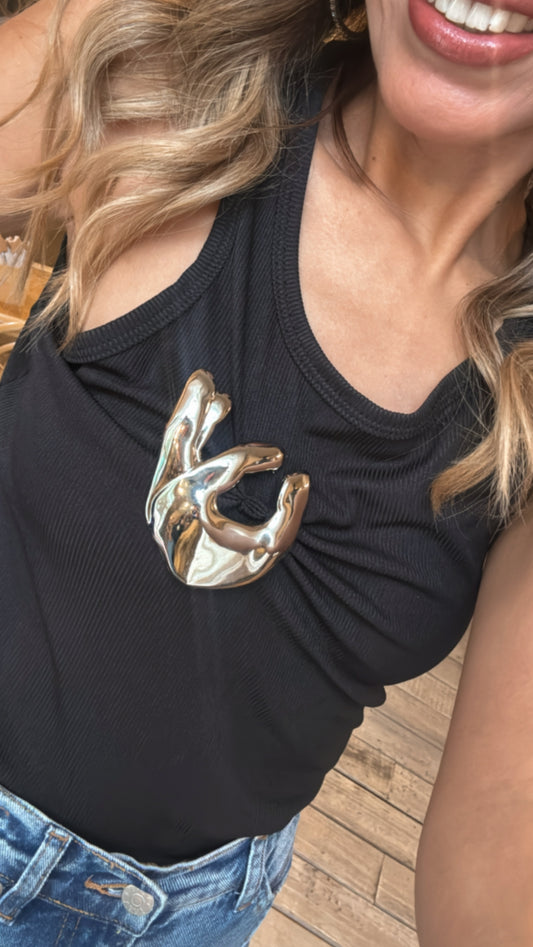 TANK TOP BROCHE NEGRO