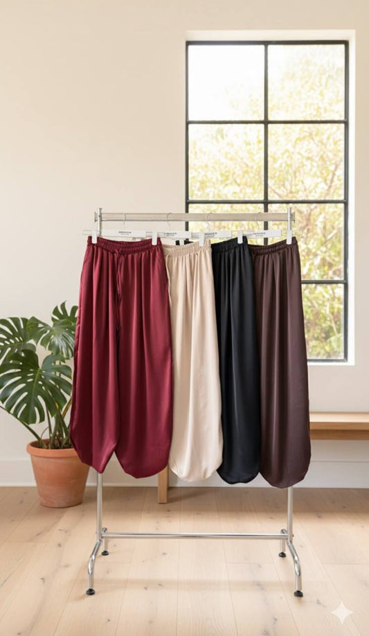 PANTALÓN GLOBO CINTURA ELÁSTICA NEGRO