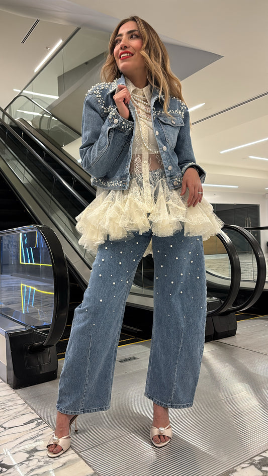 CHAMARRA DENIM PERLAS