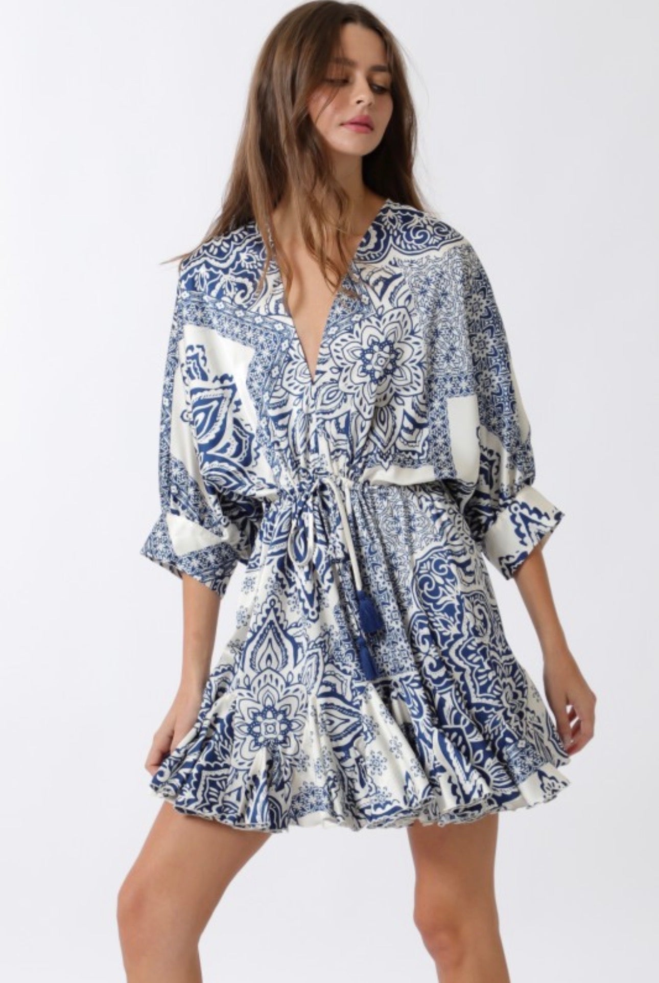 VESTIDO AZUL ESTAMPADO