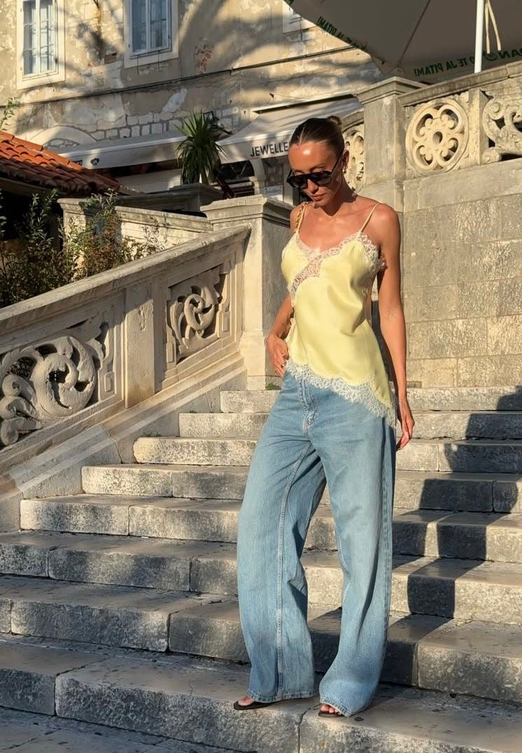 TOP LENCERO ENCAJE AMARILLO