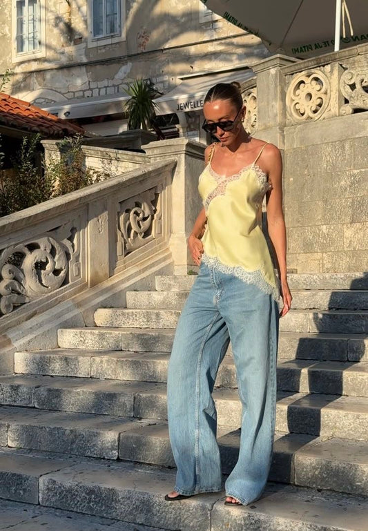 TOP LENCERO ENCAJE AMARILLO